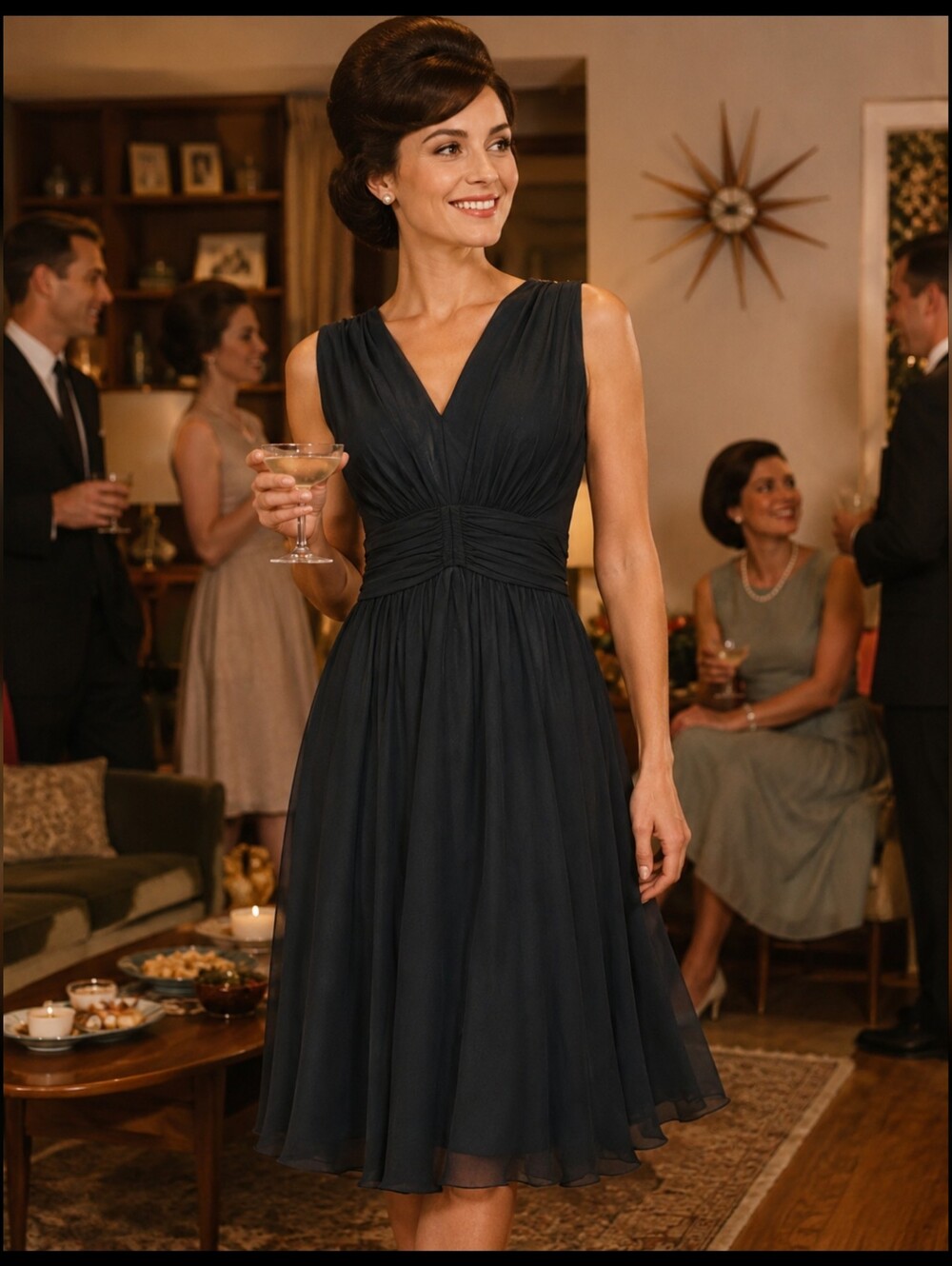 Elinor Gay Original Union Made Size 16 Black Silk Women's Fit & Flare Dress #AA